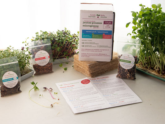 microgreen grow kit refill | variety pack | 12 refills with organic seed mixes, natural hemp grow mats