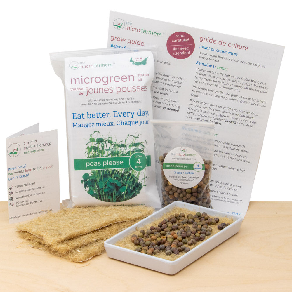 peashoot microgreens grow kit | grow a delicious blend of peashoot microgreens with natural hemp grow mats