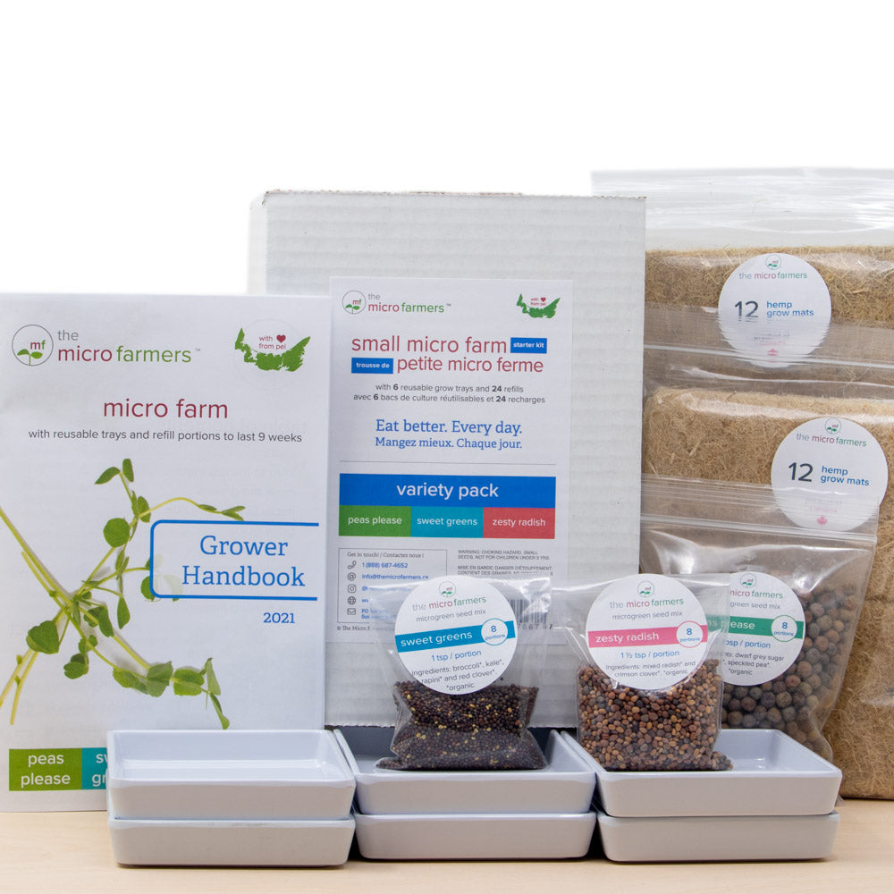 Micro Farm Microgreen Grow Kit | 24 refills, 6 reusable trays, Organic Seed Mixes