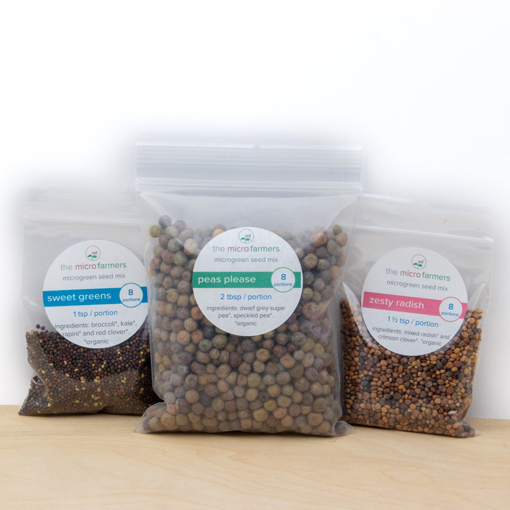 Micro Farm Microgreen Grow Kit | 24 refills, 6 reusable trays, Organic Seed Mixes